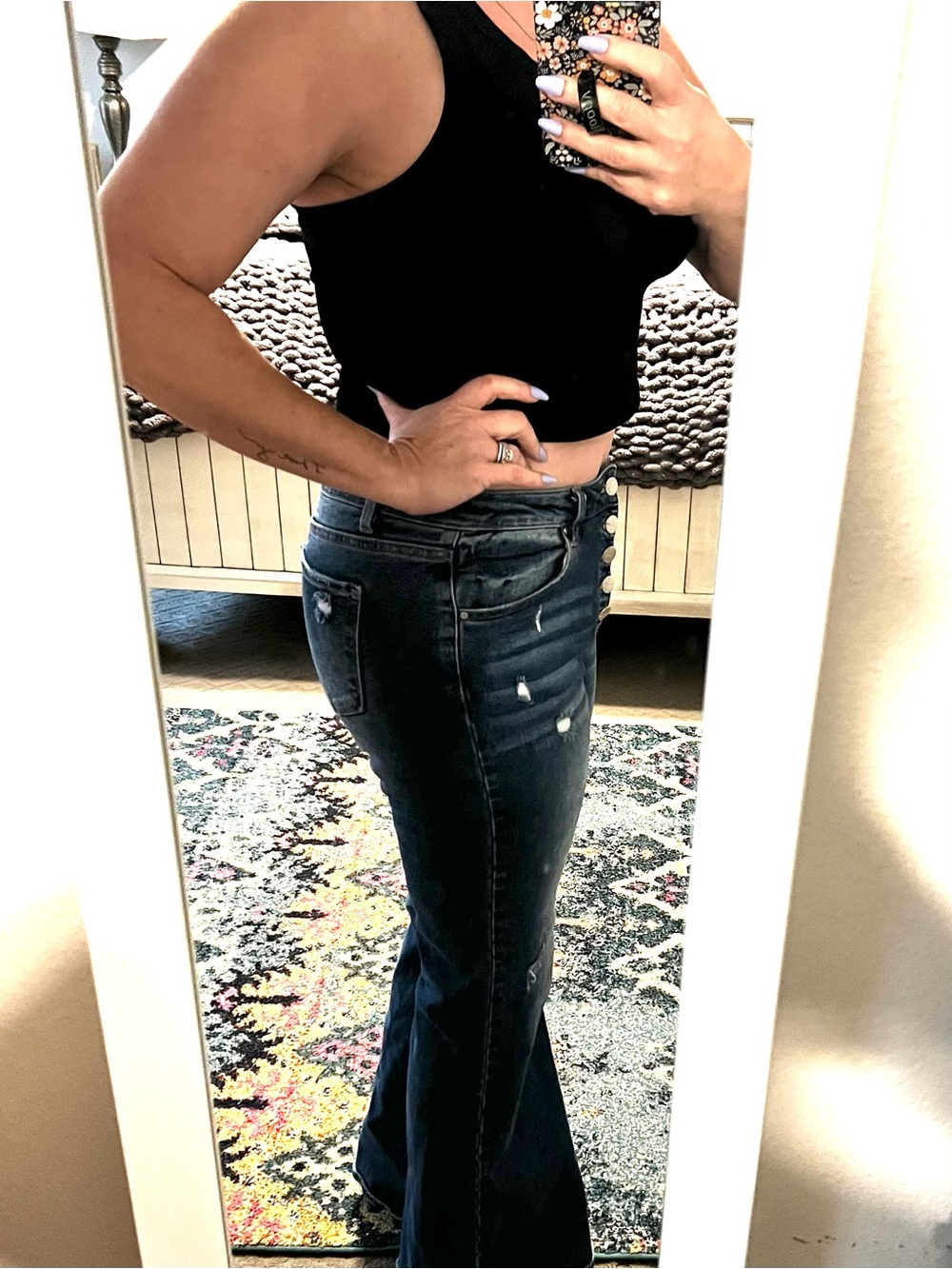 Risen Jeans ~ High-Rise Distressed Flare - Wild Oak Boutique